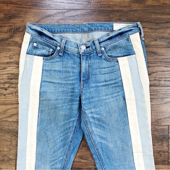 rag & bone • The Skinny Racer Relay jeans stripe slim zipper ankle low rise fade - Picture 4 of 14